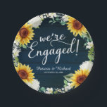We're Engaged Rustic Sunflowers Engagement Party Paper Plate<br><div class="desc">Rustic chic engagement party paper plate. Easy to personalise with your details. Please get in touch with me via chat if you have questions about the artwork or need customisation. PLEASE NOTE: For assistance on orders,  shipping,  product information,  etc.,  contact Zazzle Customer Care directly https://help.zazzle.com/hc/en-us/articles/221463567-How-Do-I-Contact-Zazzle-Customer-Support-.</div>