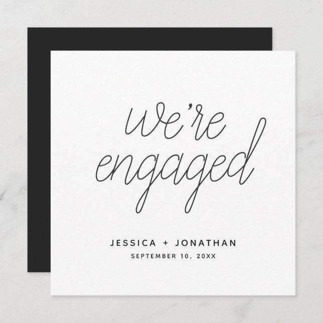 We're Engaged Simple Engagement Party Calligraphy Invitation (Front/Back)