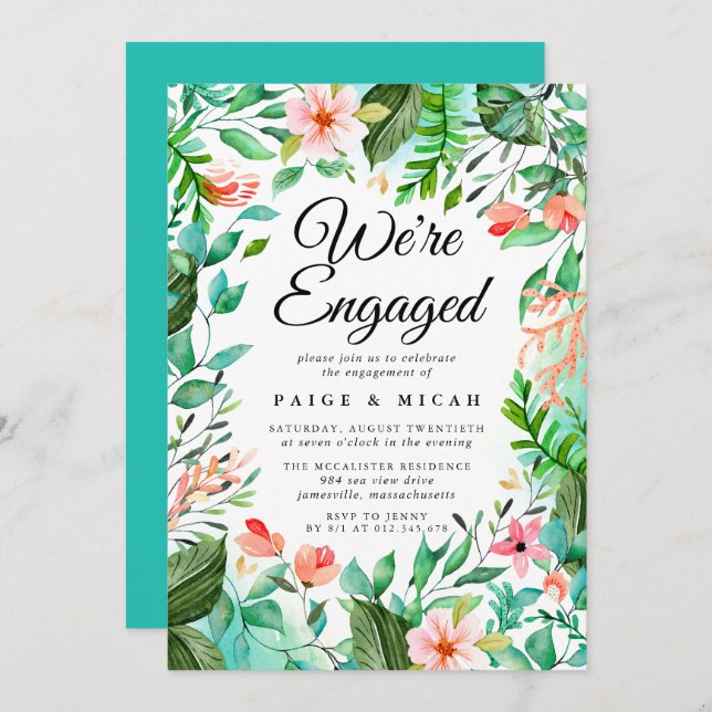 We''re Engaged Tropical Engagement Announcement (Front/Back)