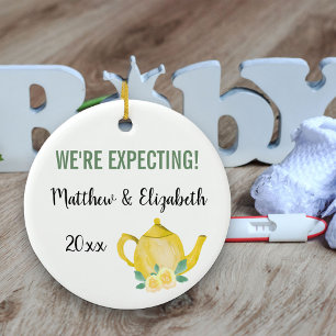 We're Expecting A Baby is Brewing Personalised Ceramic Ornament