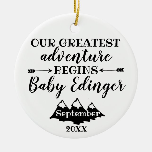 We're Expecting Baby Announcement Ceramic Ornament (Front)
