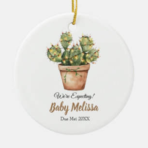 We're Expecting Baby Announcement Christmas Ceramic Ornament
