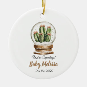 We're Expecting Baby Cactus Parents To Be Gift Ceramic Ornament