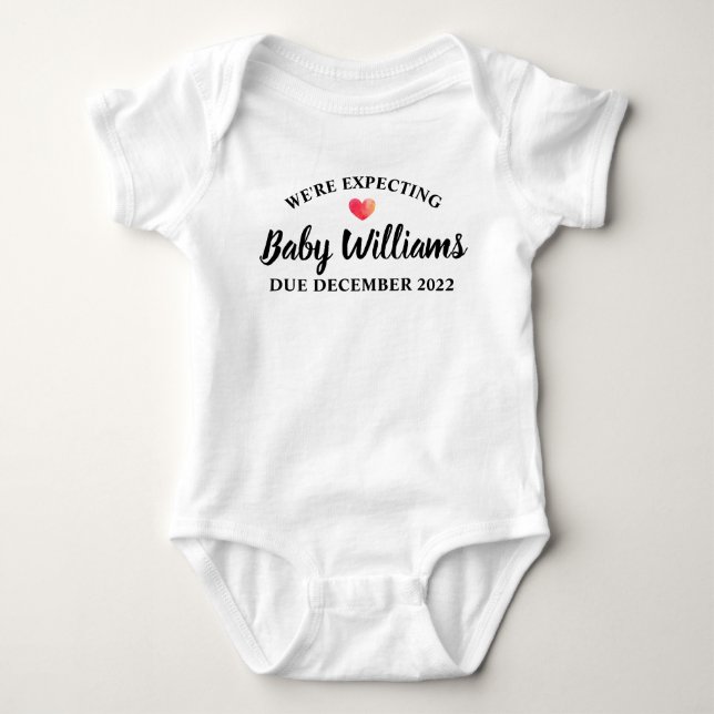 We're Expecting Baby First Name and Date Bodysuit (Front)