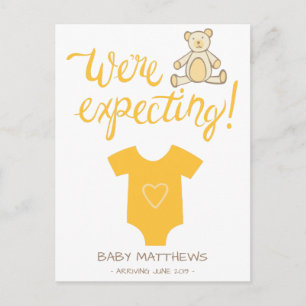 We're Expecting Bear Baby Announcement Postcard