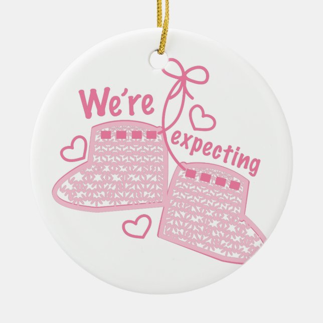 Were Expecting Ceramic Tree Decoration (Front)