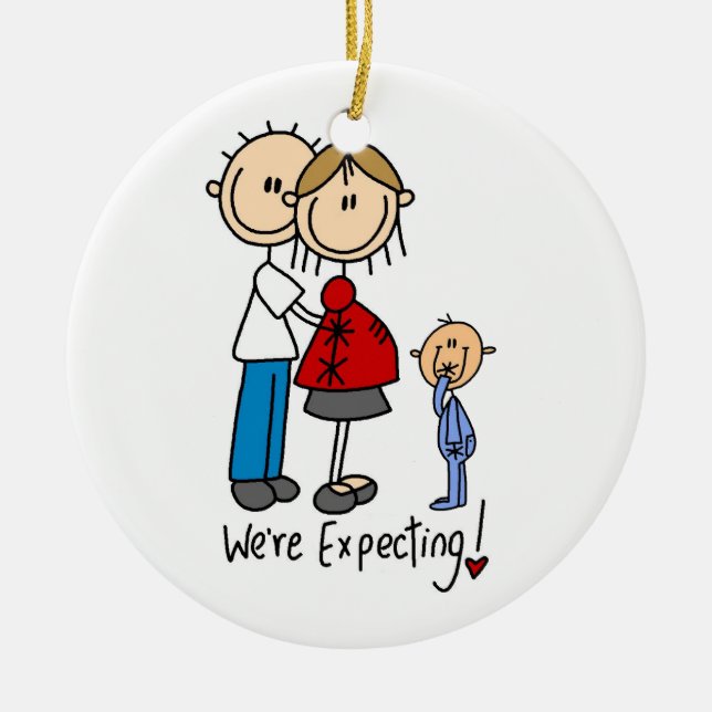 We're Expecting Couple with Toddler Boy Ornament (Front)