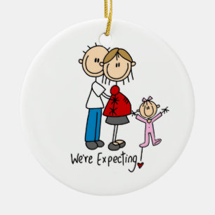 We're Expecting Couple with Toddler Girl Ornament