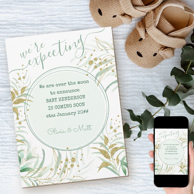 Were Expecting Green and Gold Foliage Pregnancy Announcement (Creator Uploaded)