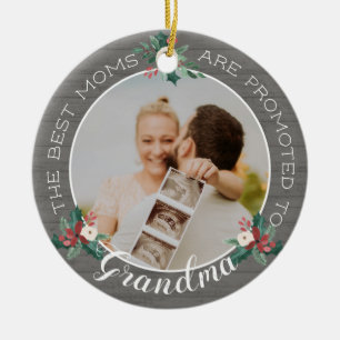 We're Expecting Holiday Announcement with Photo Ce Ceramic Ornament