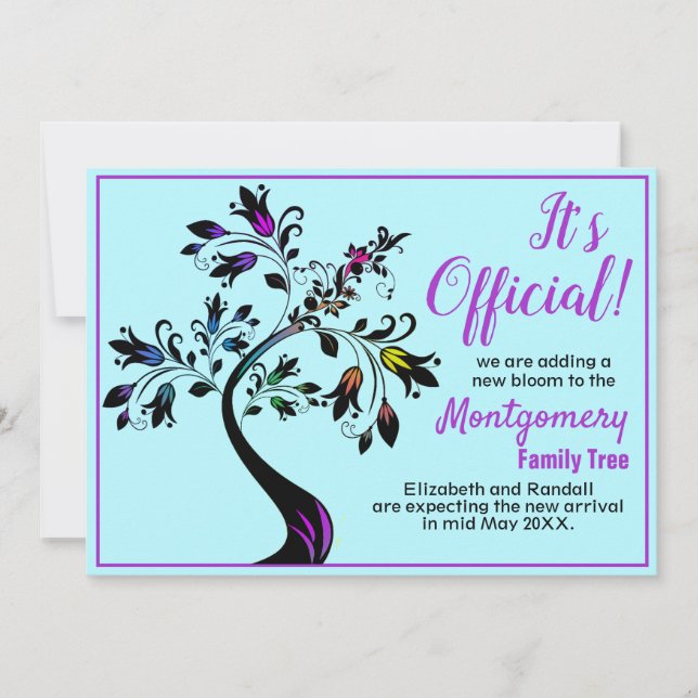 We're Expecting It's Official Flowering Tree Baby Announcement (Front)