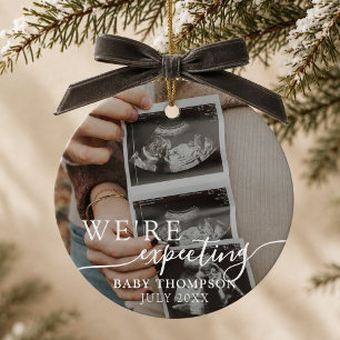 We're Expecting Ultrasound Photo Christmas Ceramic Ornament