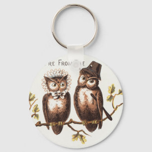 We're from the Owl Country: Chromolithograph Art Key Ring
