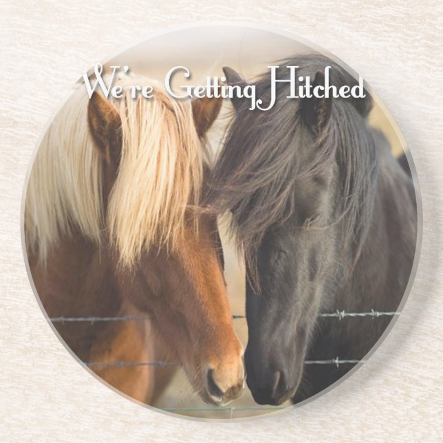 We're Getting Hitched (Two Horses) Coaster (Front)