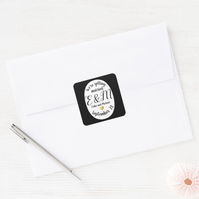we're getting married modern Wedding  Square Sticker (Envelope)