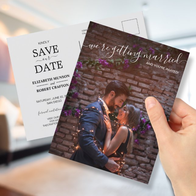 We're Getting Married Photo Wedding Save the Date Announcement Postcard (Creator Uploaded)