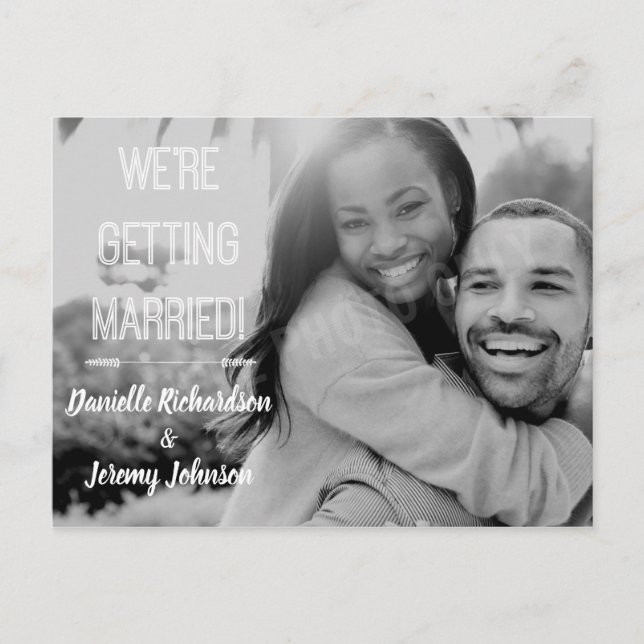 We're Getting Married Simple Photo Engagement Announcement Postcard (Front)