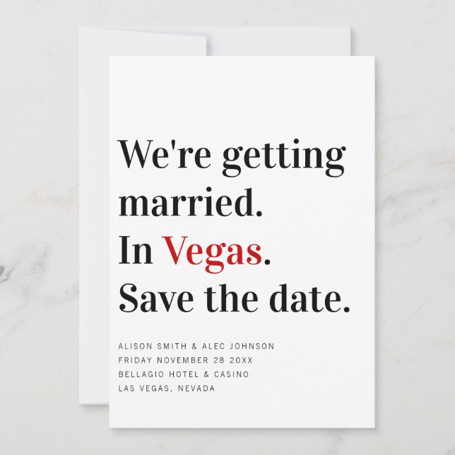 We're Getting Married Vegas Wedding Save the Date (Front)