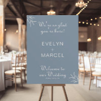 We're Glad You're Here Dusty Blue Wedding Welcome 