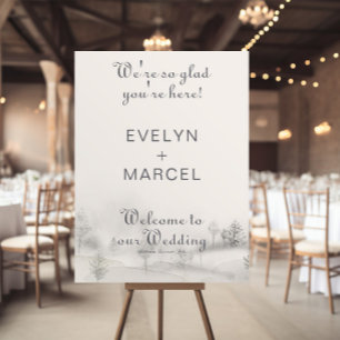 We're Glad You're Here Winter Wedding Welcome Poster