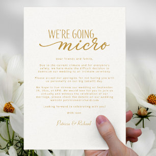 We're Going Micro Downsize Wedding Announcement Postcard