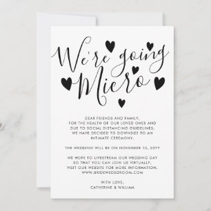 We're Going Micro Small Wedding Downsizing Hearts Announcement