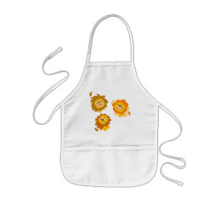"We're Here!!" Cute Cartoon Lions Children Apron