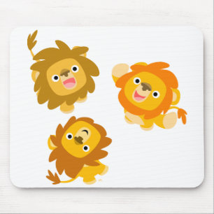 "We're Here!!" Cute Cartoon Lions Mousepad