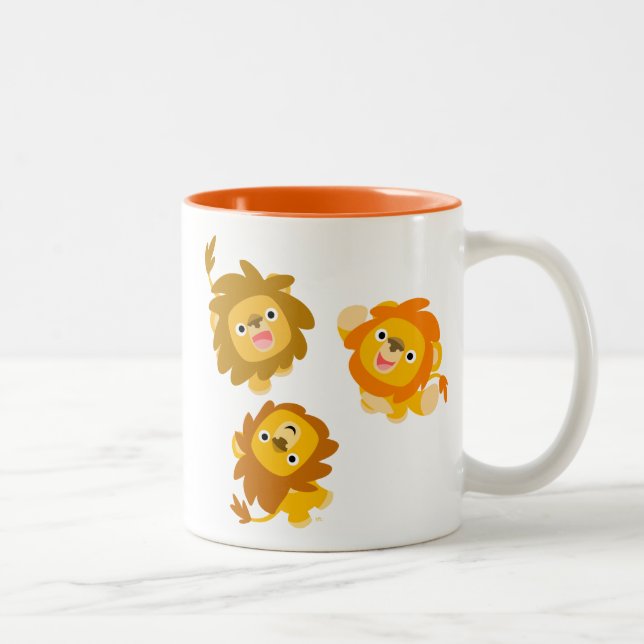 "We're Here!!" Cute Cartoon Lions Mug (Right)