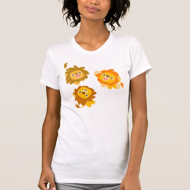 "We're Here!!" Cute Cartoon Lions Women T-shirt (Front)