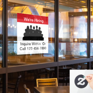 We're Hiring Employment Window Cling Signs