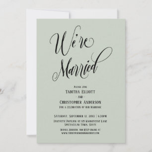 We're Married Elaborate Script, Light Sage Green Invitation