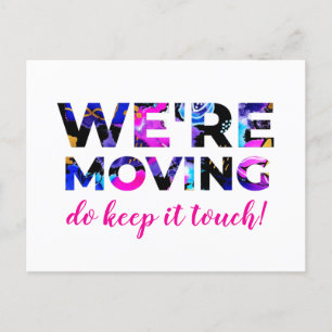 We're Moving Blue Pink Abstract Announcement  Postcard