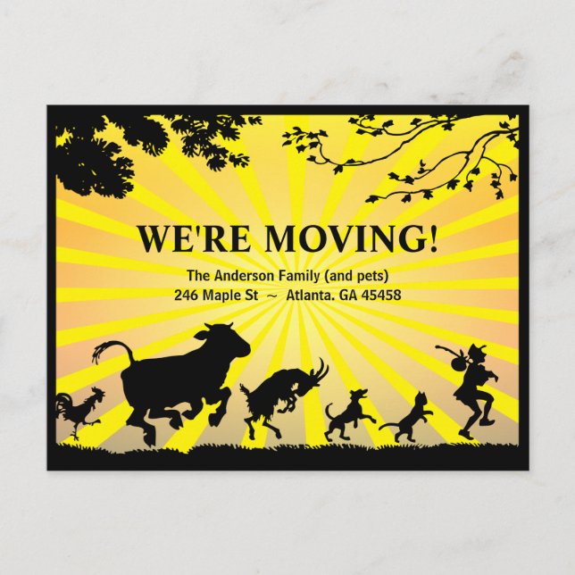 We're Moving | Bold Colourful Moving Announcement Postcard (Front)