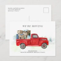 We're Moving Change of Address Red Truck