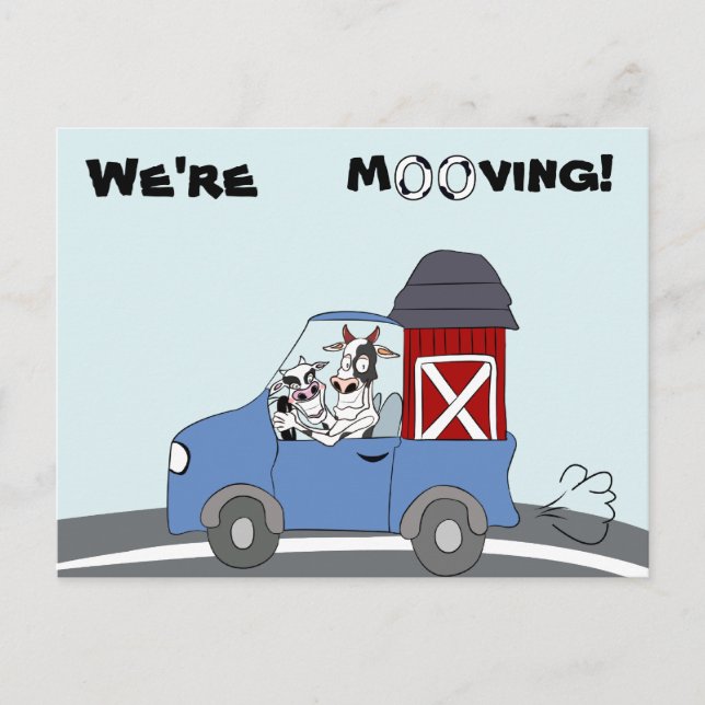 We're Moving Cow Postcard (Front)