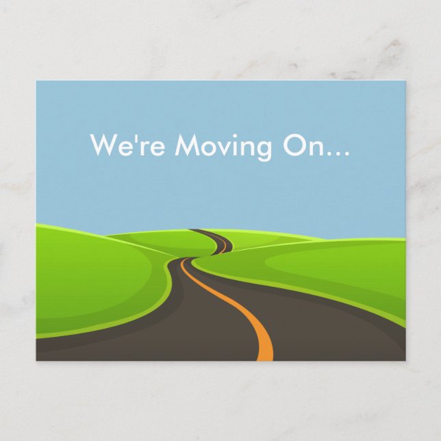 We're Moving Custom Change of Address Road Moving Announcement Postcard (Front)