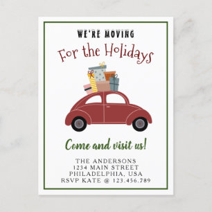 We're Moving for the Holidays Car Christmas Gifts Announcement Postcard