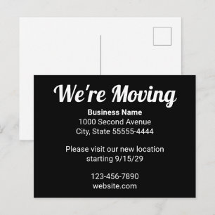 We're Moving New Address Business Relocation Black Postcard