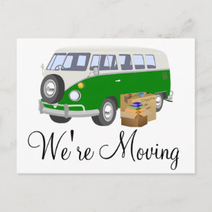 We're Moving Retro Van Notification Postcards