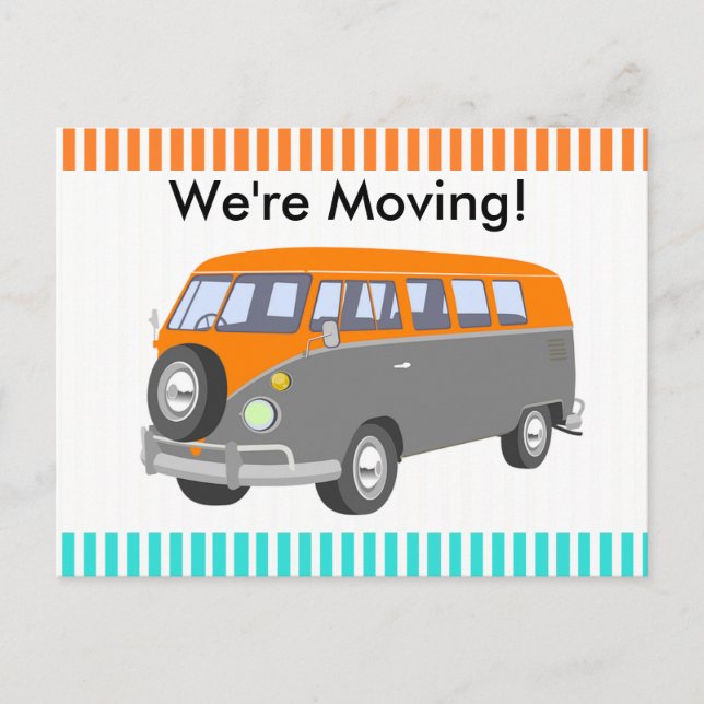 We're Moving, retro van Post Card (Front)