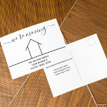 We're Moving Trendy Change of Address New Home Postcard<br><div class="desc">This trendy moving announcement card features modern,  chic typography. These minimalist cards feature a simple line drawing of a house for a family who has moved to a new home. Send out your change of address details to friends and family. Elegant and classy.</div>