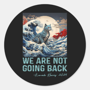 We're Not Going Back Cute Wave Of Blue Cats For Ka Classic Round Sticker