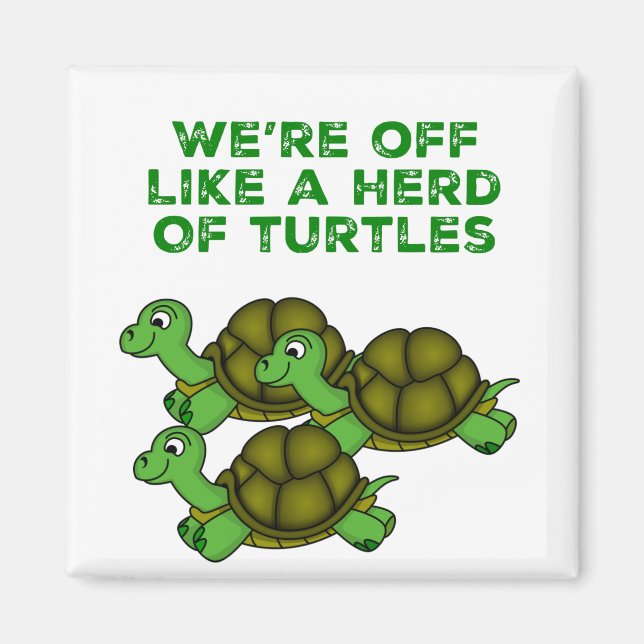 We're Off Like a Herd of Turtles Funny design Magnet (Front)