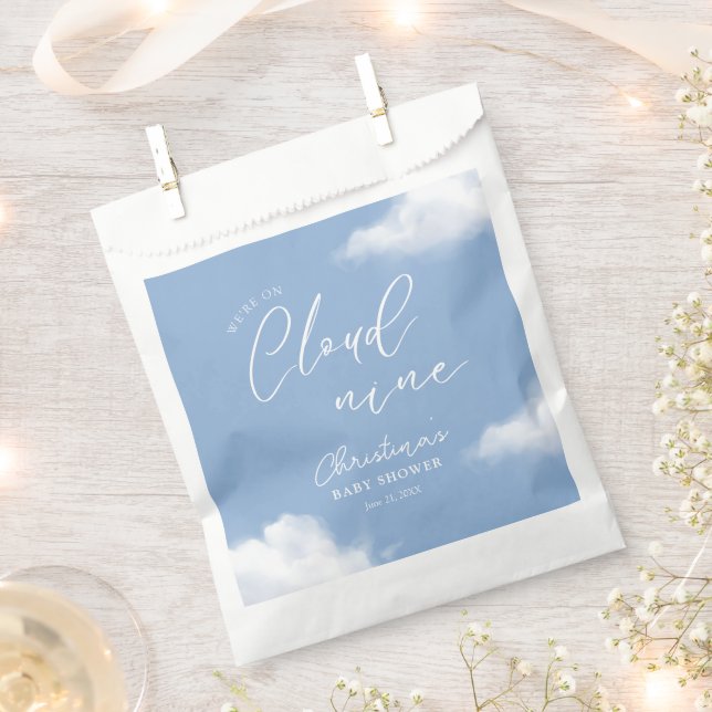 We're on Cloud 9 Baby Shower Blue Favour Bag (Clipped)