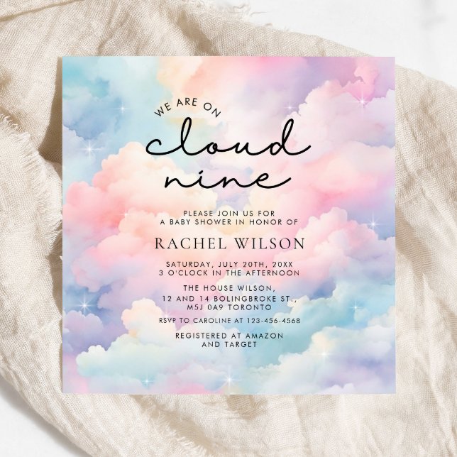 We're On Cloud 9 Baby Shower Invitation (Creator Uploaded)