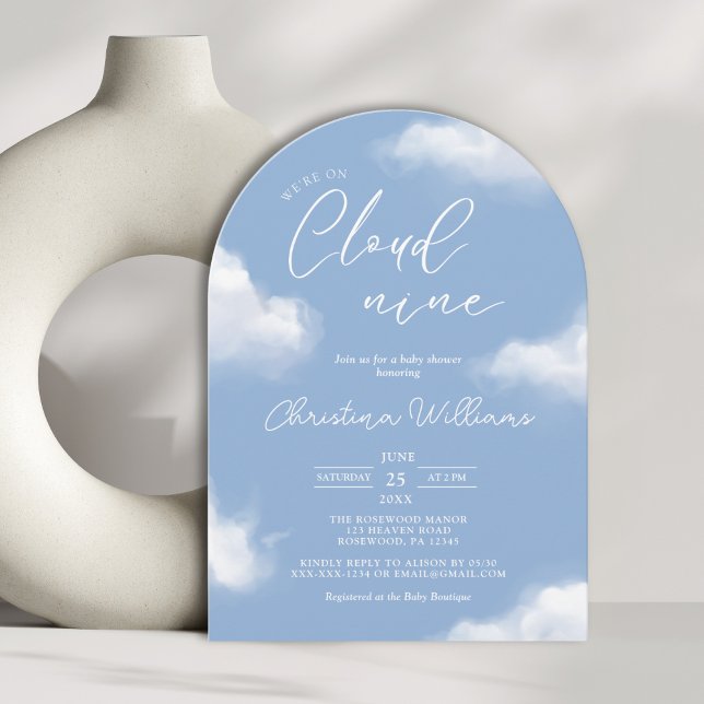 We're on Cloud 9 Blue Baby Shower Invitation (Creator Uploaded)
