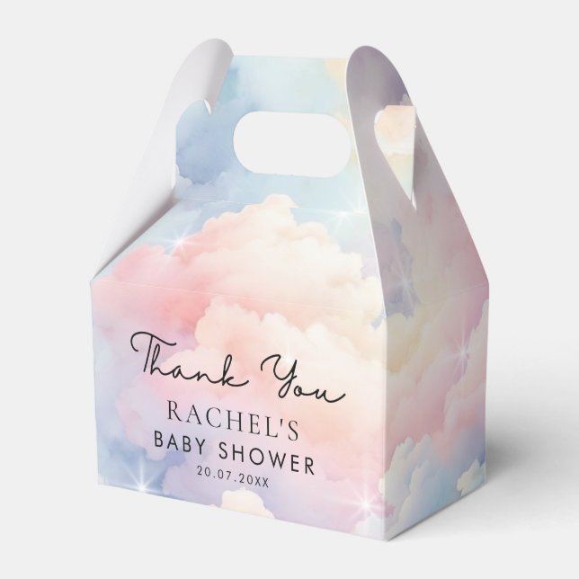 We're On Cloud 9 Dreamy Clouds Baby Shower  Favour Box (Front Side)