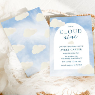 Were On Cloud 9 Modern Typography Baby Shower Invitation