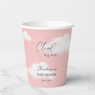 We're on Cloud 9 Pink Girl Baby Shower Paper Cups